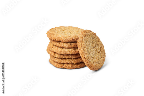 Stack of oatmeal cookies on transparent background