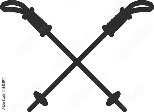 Ski Pole Crossed Emblem Silhouette