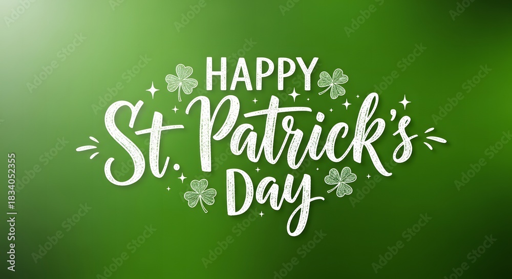 Naklejka premium Happy st patricks day celebration with shamrocks and sparkles