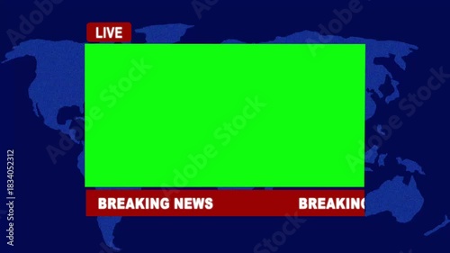 Wallpaper Mural Live breaking news lower third template with green screen. Modern broadcast graphics overlay for TV news and media in 4K. Modern news live streaming TV broadcast backdrop. Looping 4K video animation. Torontodigital.ca