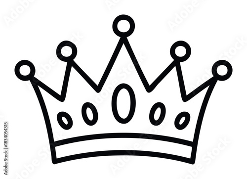 Simple outline drawing of a crown symbol with jewels, representing royalty or achievement, ideal for icons and graphic elements.