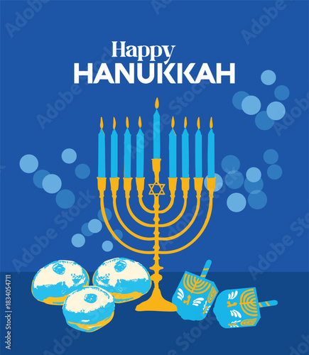 Happy Hanukkah Poster Illustration