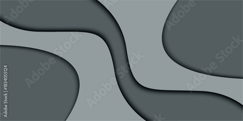 Abstract layered gray wavy pattern with smooth curves and subtle shadows.