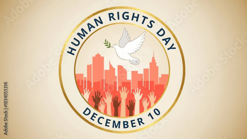 Celebrating Human Rights Day December 10th with a symbol of peace and unity for posters, banners, or social media campaigns promoting equality
