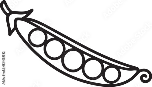 Fresh Garden Vegetable Open Pea Pod Coloring Page Outline