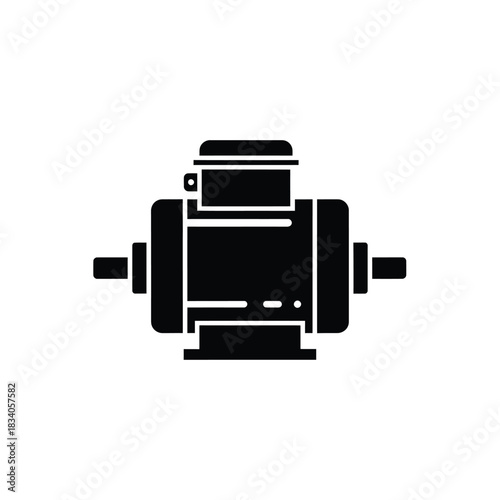 Black electric motor silhouette icon Keywords: motor, engine, electric, mechanical, industrial