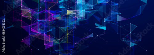 Abstract color background with connected dots and lines. Background for business presentations. 3D