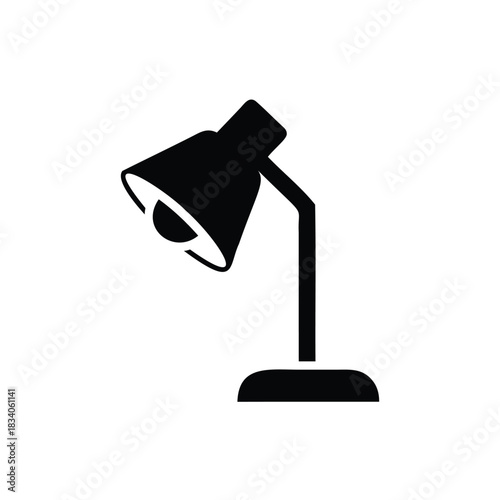 Black Silhouette of a Desk Lamp on White Background
