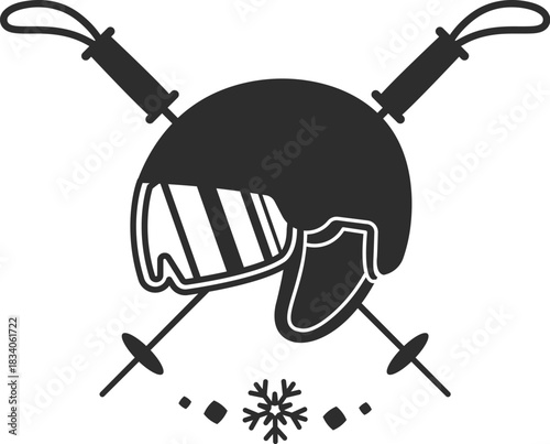 Ski Helmet With Goggles Badge
