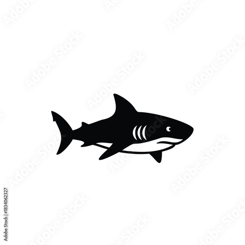 Black Silhouette of a Shark fish marine