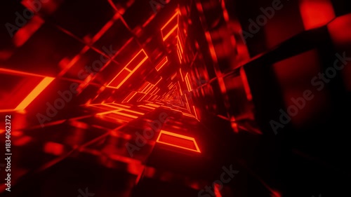 Triangle rotated mirrored orange glass VJ tunnel loop