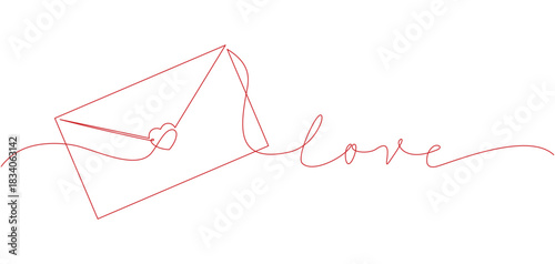 A love letter with the word "love" in line art style