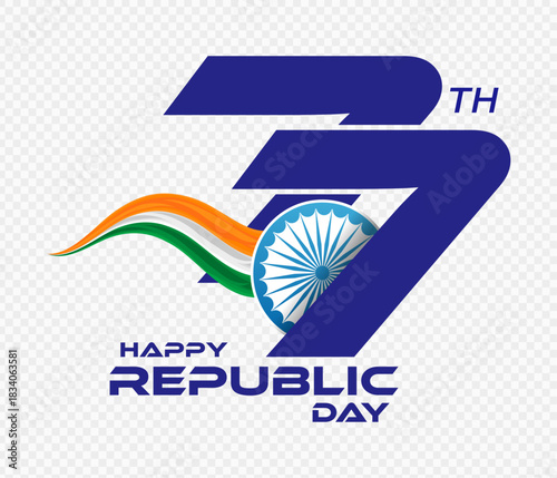 77th Republic Day. Creative 77 number.  Republic Day Sale.
