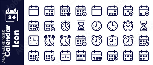 Set of calendar and time icons, clean and simple vector illustrations for scheduling and deadlines