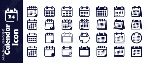 Set of calendar icons, clean and simple vector illustrations showing various date and schedule concepts
