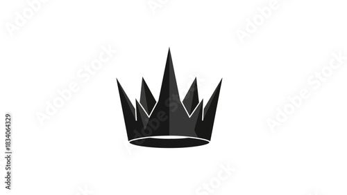 Elegant Black Crown Symbolizing Royalty and Power on White Background.