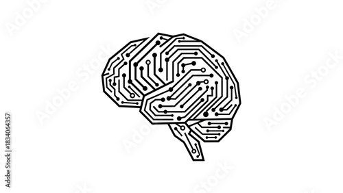 Digital Brain Circuitry Depiction Illustrating Artificial Intelligence and Technology.