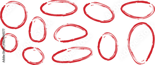 Hand-Drawn Red Marker Circles Vector | transparent and white bg