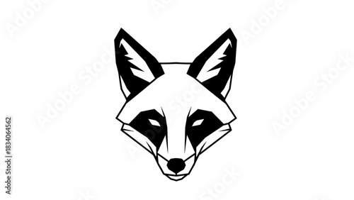 Stylized Fox Head Illustration with Bold Outlines and Geometric Design.