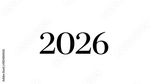 The year 2026 displayed in a simple and elegant font style on a white background.