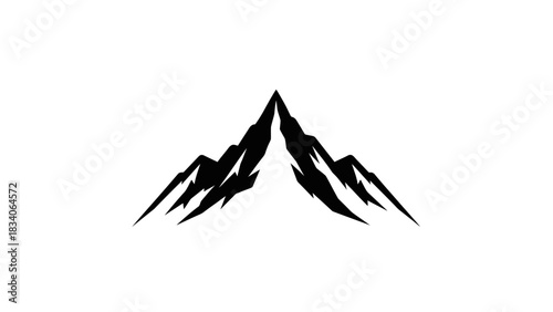 Black silhouette of a majestic mountain peak against a white background.