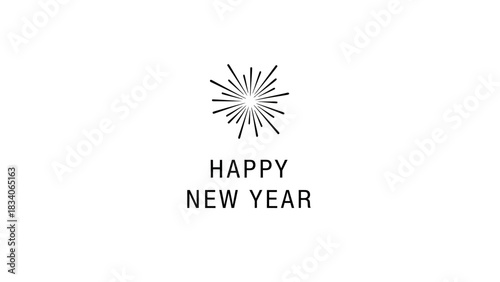 Elegant Happy New Year greeting with starburst design for festive celebrations.