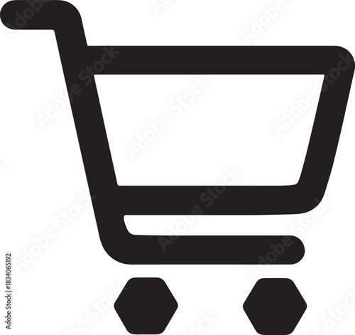 Rounded cart silhouette built from soft rectangles, rolling on sharp hexagonal wheels.