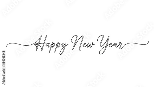 Elegant Happy New Year Script Calligraphy Design.