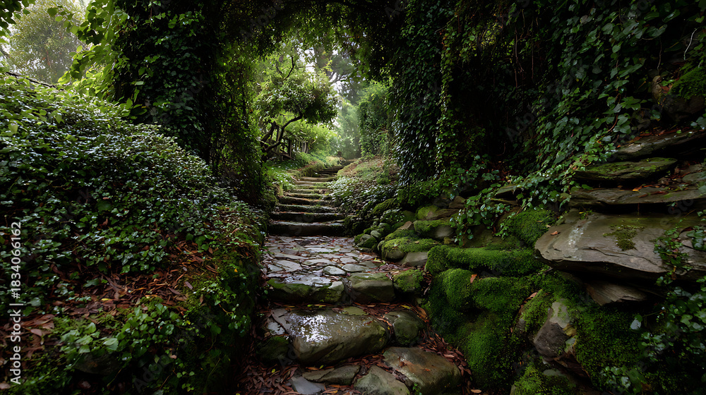 Fototapeta premium An enigmatic path leading to a secret garden, where all paths cross (3)