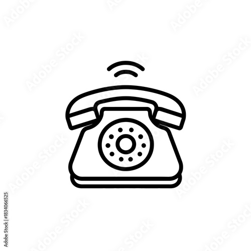 Minimalist line art icon of a ringing telephone