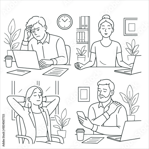 Workplace Stress and Wellbeing . A Collection of Office Scenarios