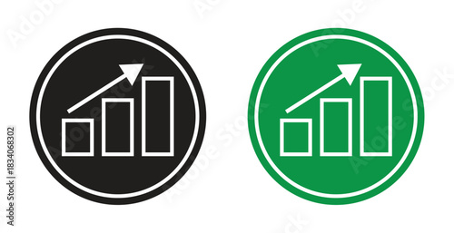 Upward Growth Bar Chart Icon Set