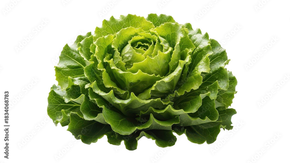 Obraz premium Fresh green lettuce head with water drops