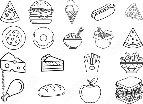 Fast food doodle set hand drawn sketch style illustration