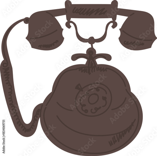 Vintage Rotary Desk Telephone Silhouette