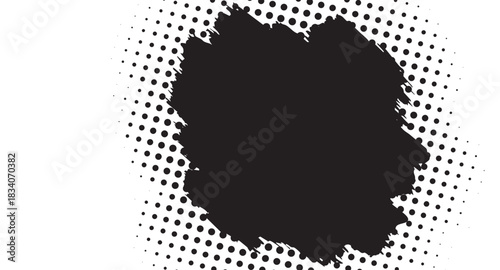 Halftone Dotted Shapes Black Blob Grunge for Design Projects, black blob shape over white background, useful for adding texture, backgrounds and graphic overlays 166