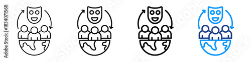 Cultural Transformation Icon Different Style Outline Collection Set.