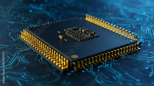 Close-up of a microchip on a circuit board background (1)