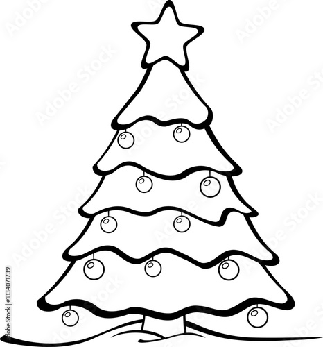 Christmas Tree Outline Vector Image Illustration