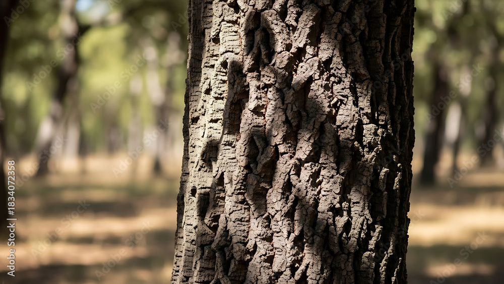 Fototapeta premium Detailed Close Up of a Tree Trunk in a Forest Setting with Natural Light and Shadows