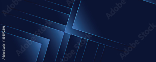 Abstract lines navy blue hues, geometric shapes with bright edges, futuristic design used for background or modern presentations, 170 characters