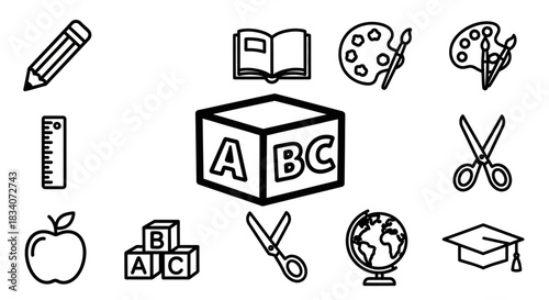 Back to School Icons - A Collection of Essential Educational Symbols.