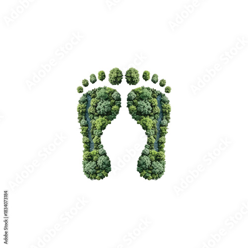 Footprint in Nature Forest Resembling Human Feet with Trees