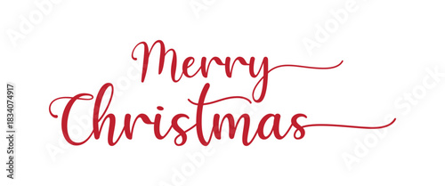 Merry Christmas lettering template. Xmas greeting card template, Invitation script calligraphy, Creative typographic quote, Holiday postcard element. Hand drawn style. Trendy vector line illustration.