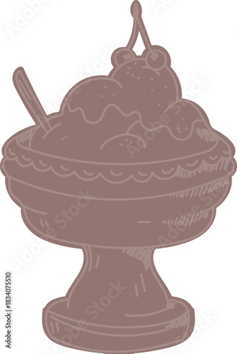 Handdrawn Ice Cream Sundae Cup Silhouette