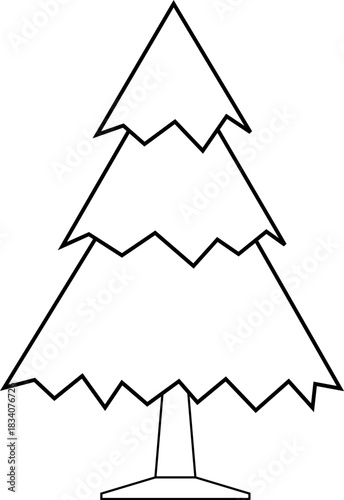 Outline Vector Christmas Tree Illustration