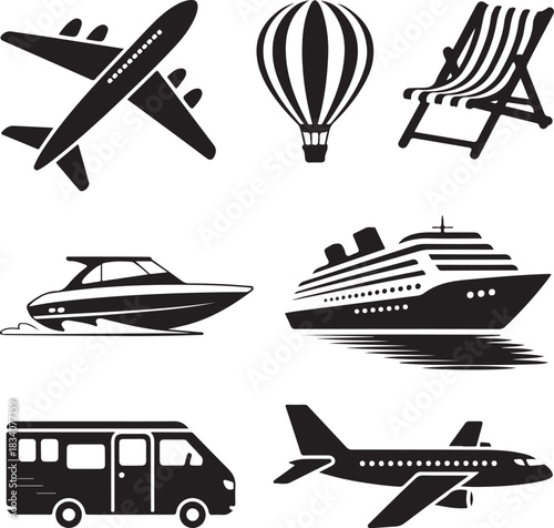 Travel Vector Illustration with Vacation and Tourism Elements for Journey Cruise or Flight and Adventure Transportation Graphic Collection