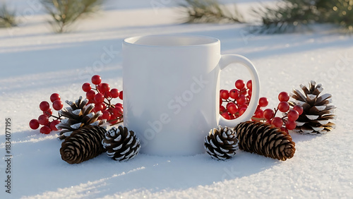 Mug with winter decor