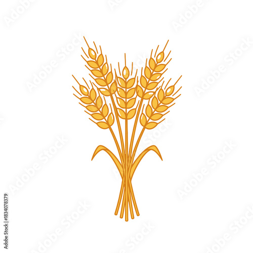 Golden Wheat Stalks Harvested for Bread and Grain Production.