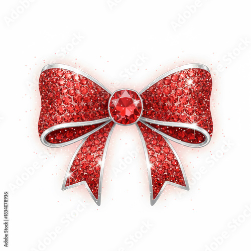  Crystal Ribbon Bow for Christmas image white background.